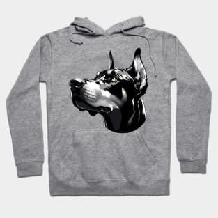 Stunning and Cool Doberman Pinscher Monochrome and Gold Portrait for Father's Day Hoodie